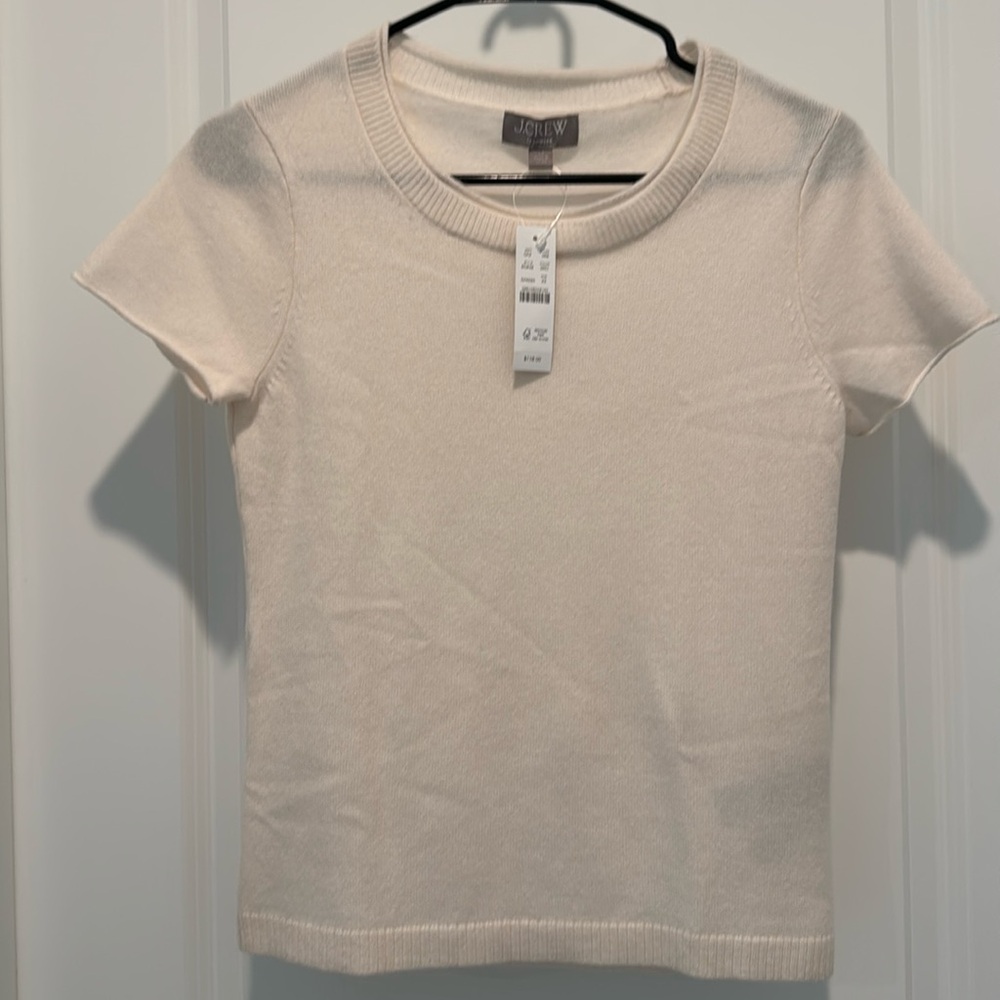 J.Crew 100% Cashmere Cream Short Sleeve Sweater XS